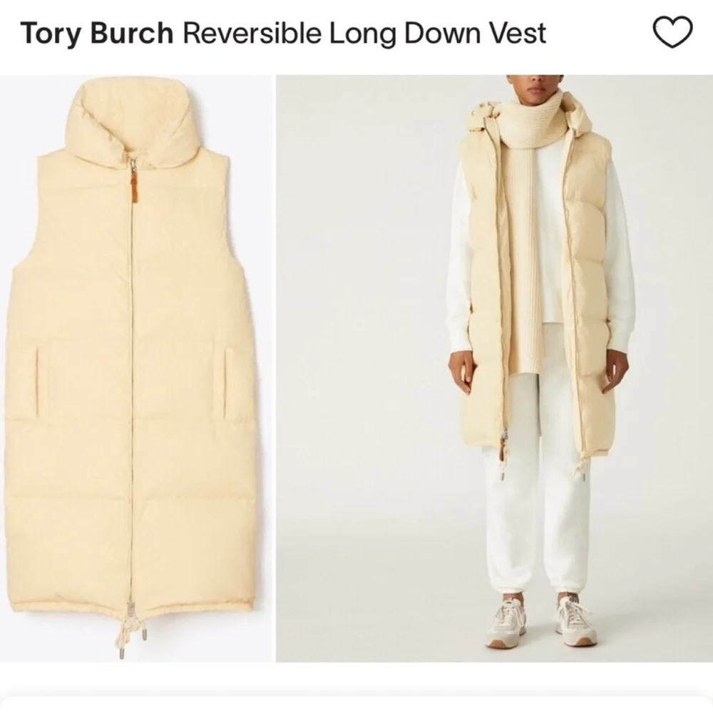 Tory Burch Cream Long Down Vest size S